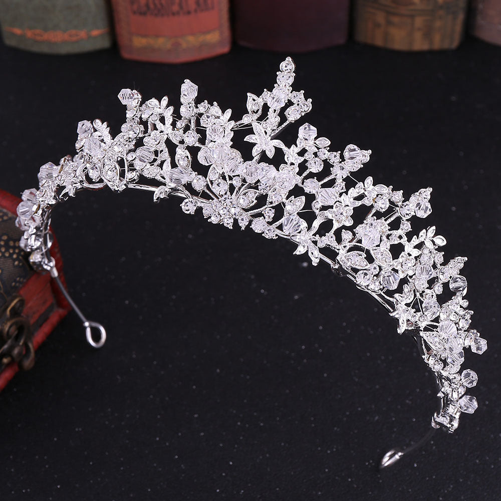 Exquisite handmade crystal glass diamond wedding crown
