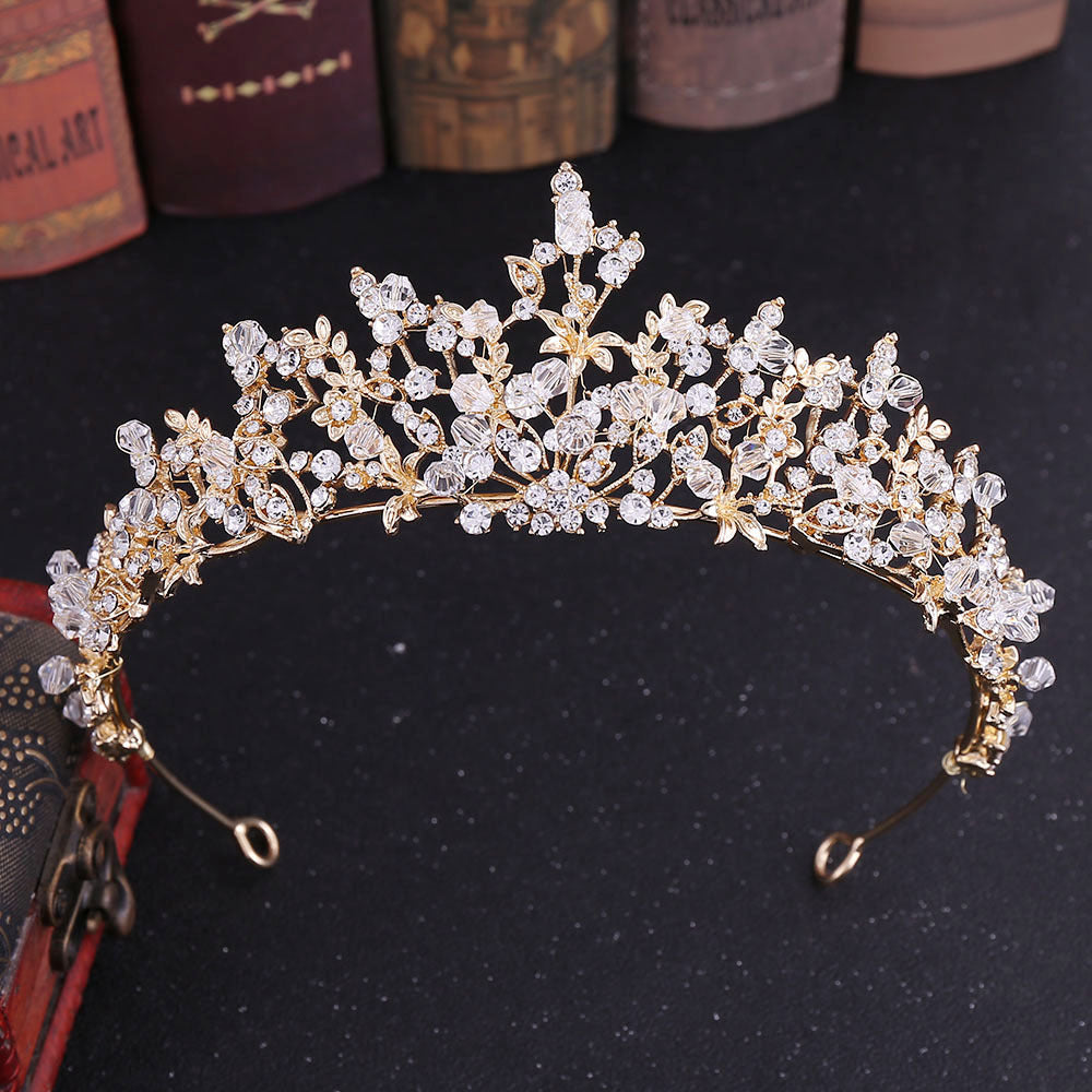 Exquisite handmade crystal glass diamond wedding crown