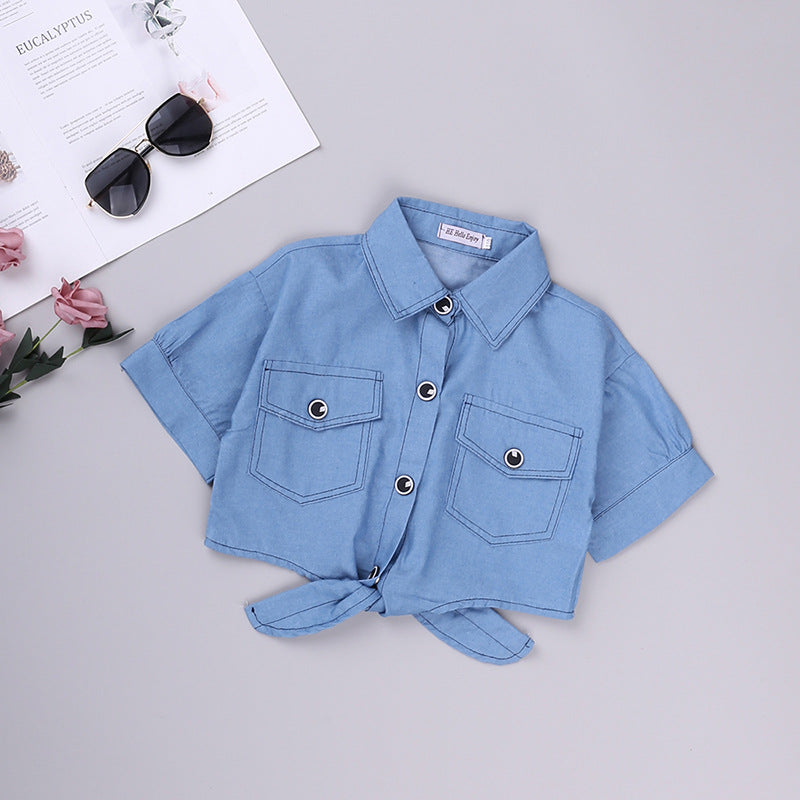 Girls' Denim Suspenders Dress Set