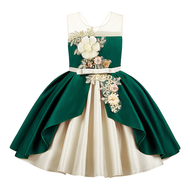 Girls' Puffy Princess Dress with Bow Mesh Skirt for Kids