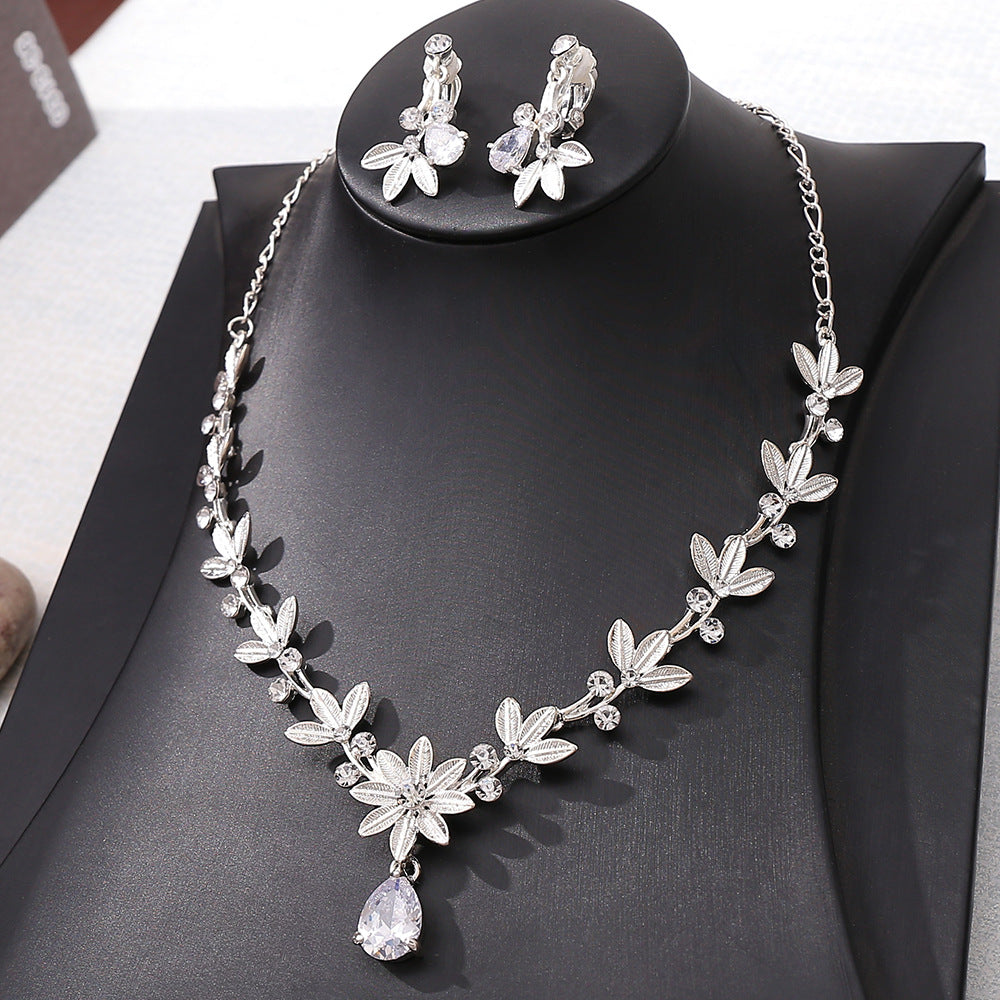 Wedding Jewelry, Bridal Crown, Necklace and Earrings Three-Piece Hair Accessory
