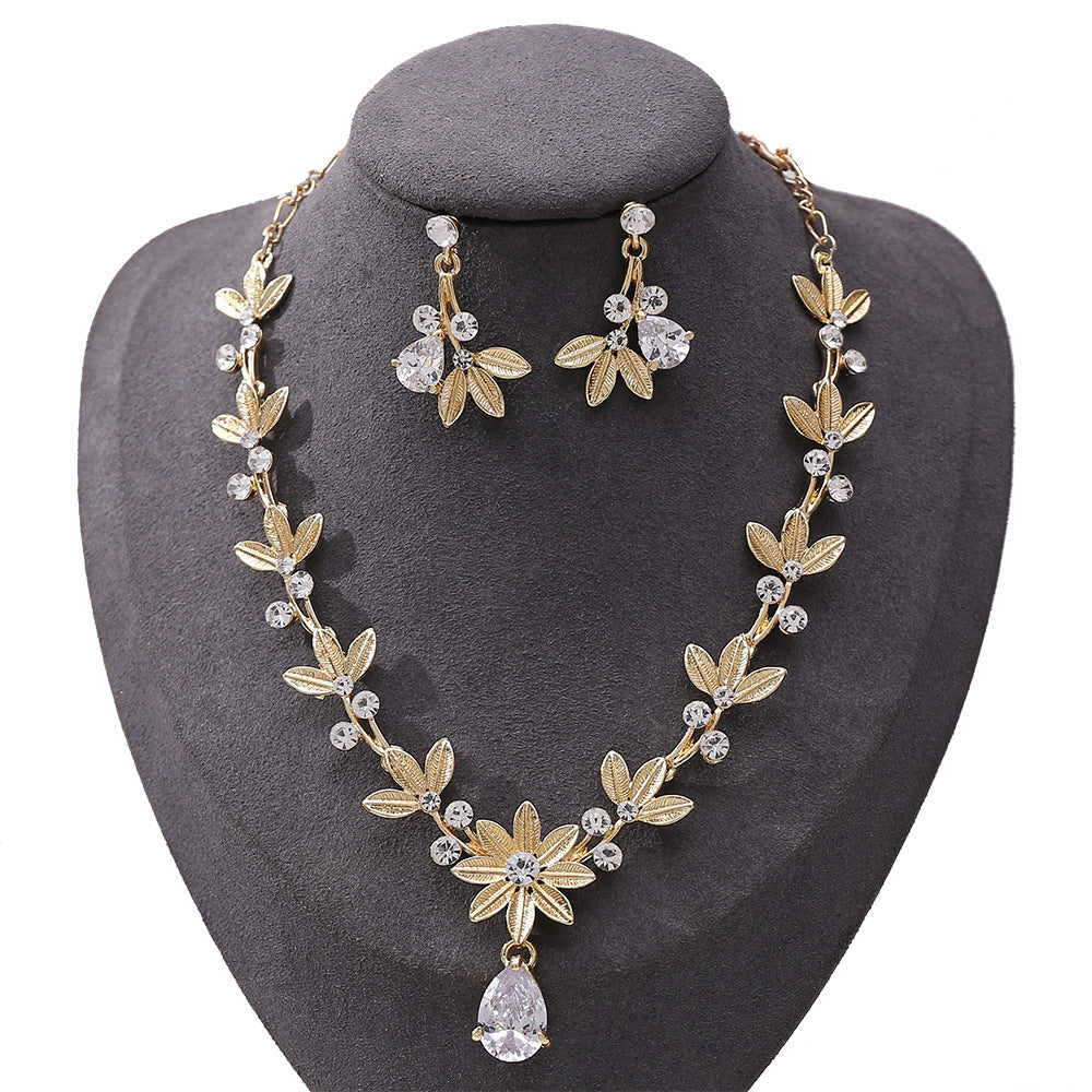 Wedding Jewelry, Bridal Crown, Necklace and Earrings Three-Piece Hair Accessory
