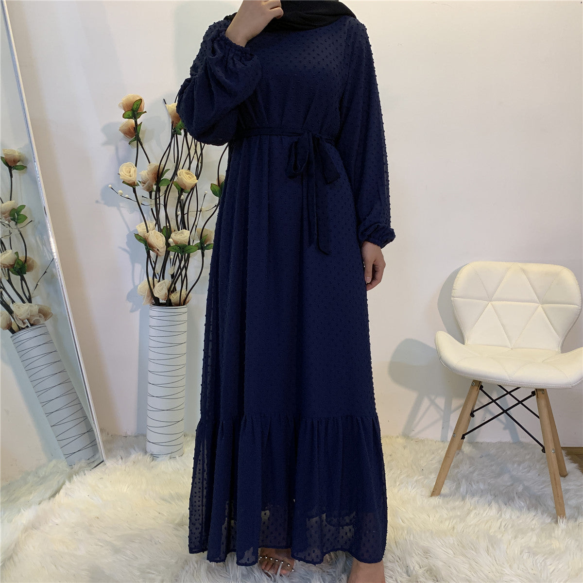Trendy Stitching Long Sleeve Middle Eastern Dress