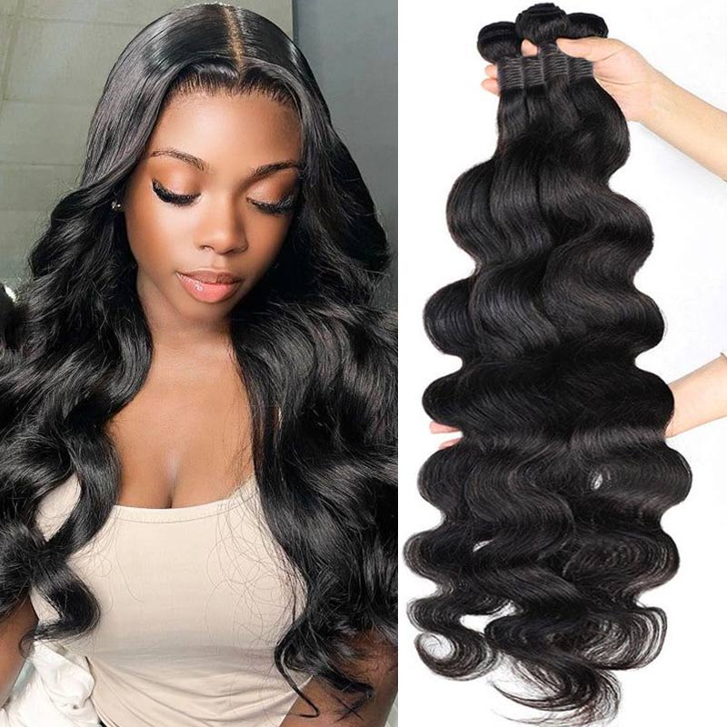 Virgin Human Hair Bundles Natural Color Body Wave 3 Bundles