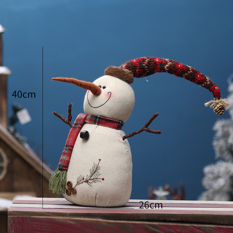 Festive Snowman Linen Doll Ornament