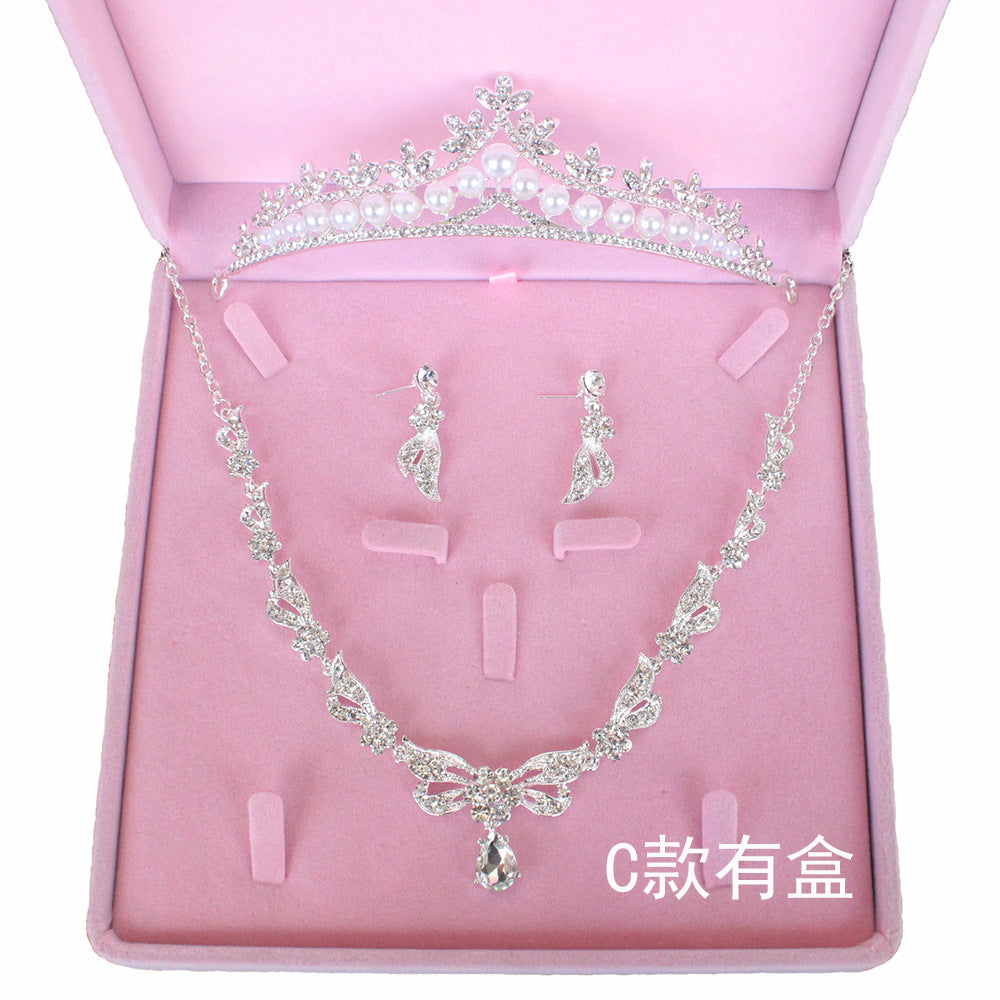 Bridal Headwear, Necklace Three-Piece Crown Wedding Accessories