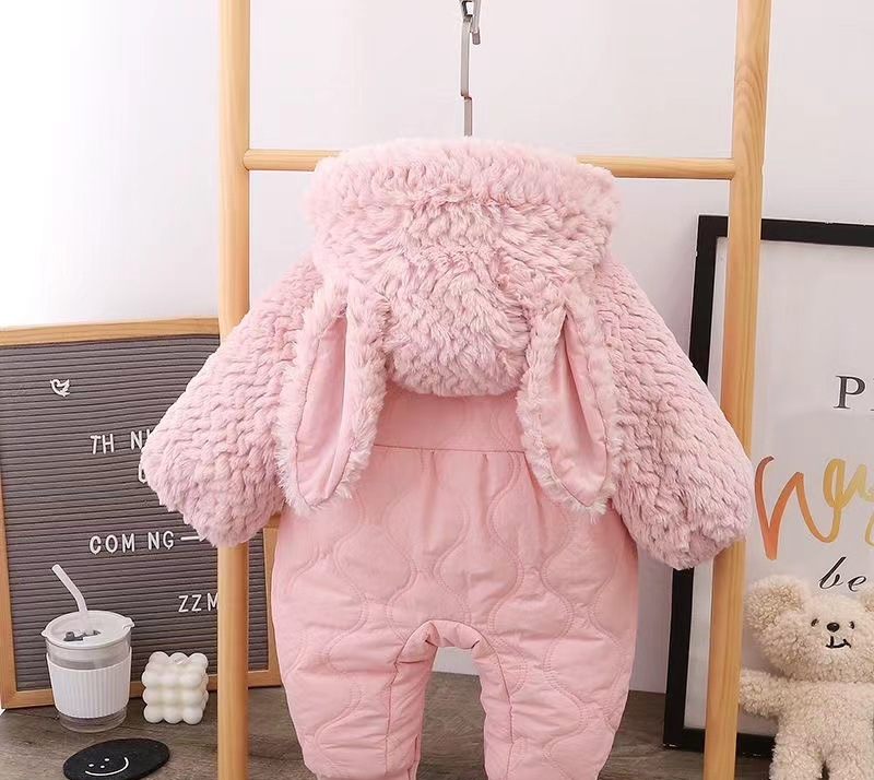 Warm Quilted Winter Jumpsuit for Baby Girls