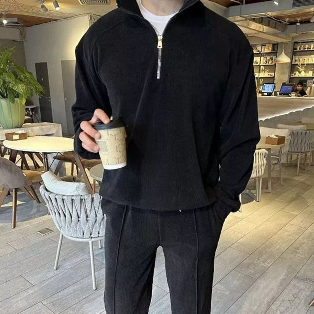 Metro Cord Corduroy Half Zipper Men's Sweatshirts