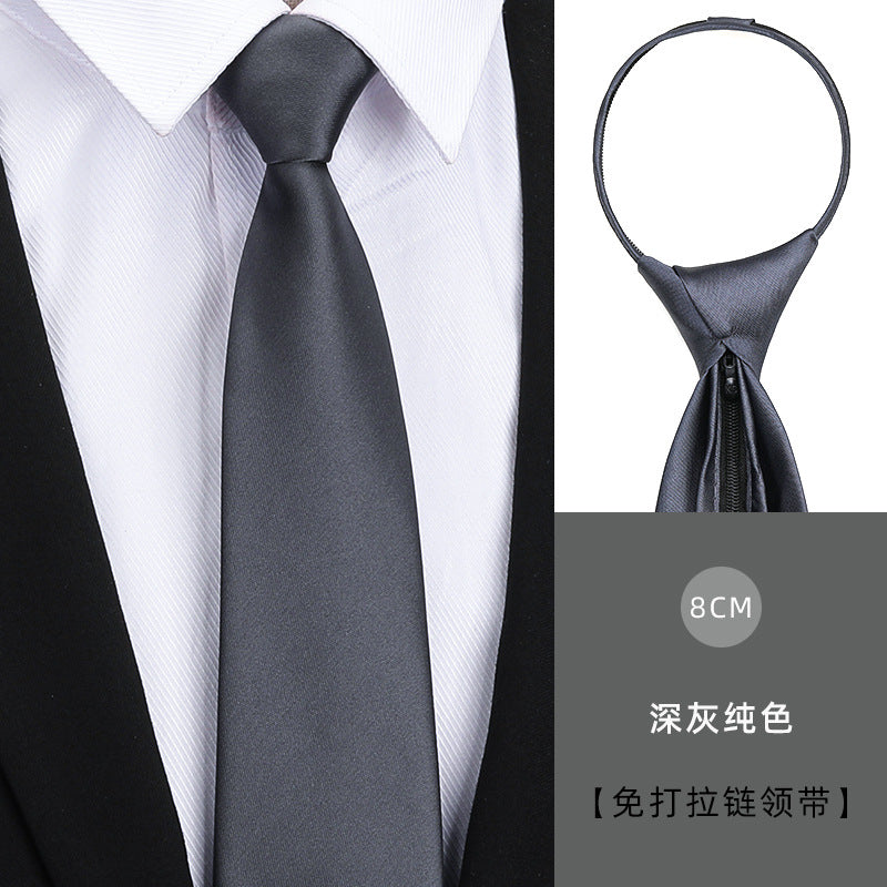 Tie men's formal wear business black glossy narrow zipper professional wedding groom korean zipper hand tie