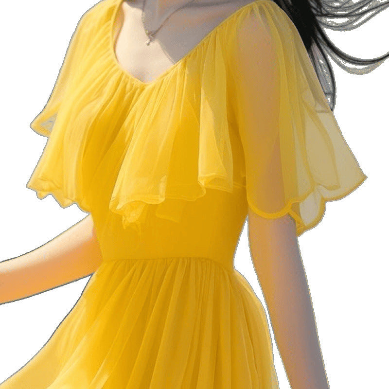 French Yellow Bubble Dress