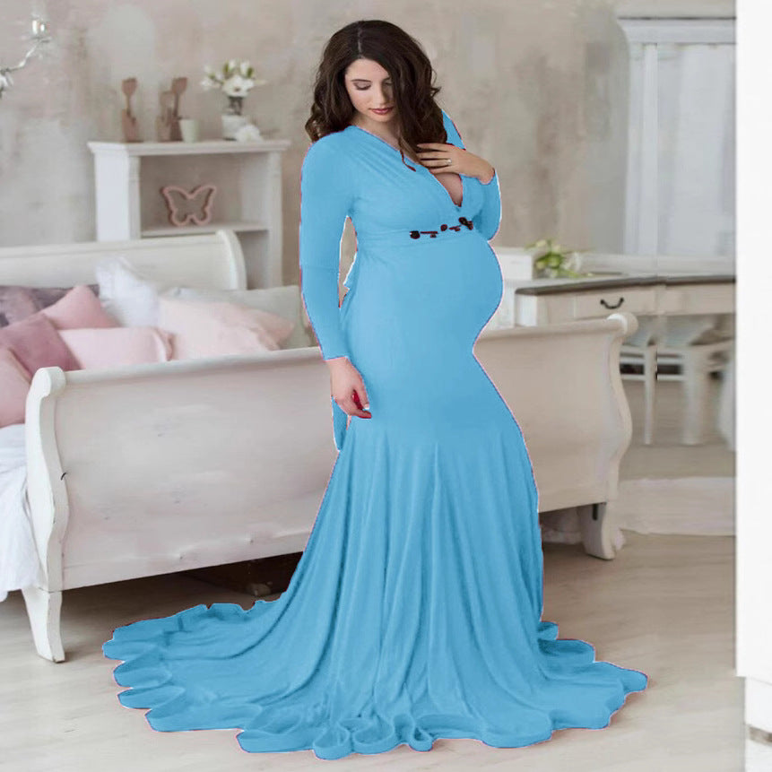 V-Neck Photography Maternity Dress
