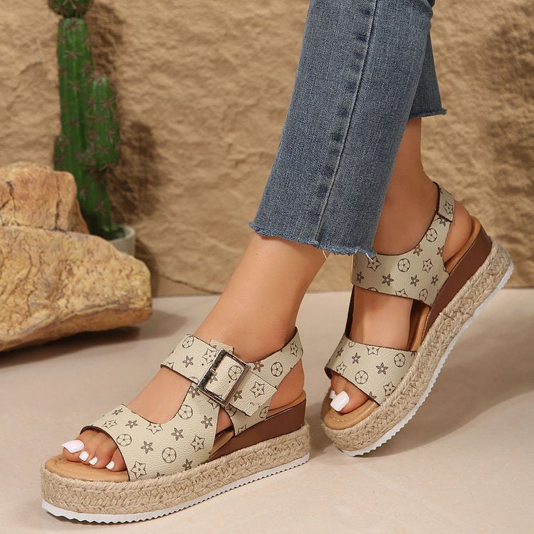Summer new hemp rope wedge heel light bottom sandal (On Hand)