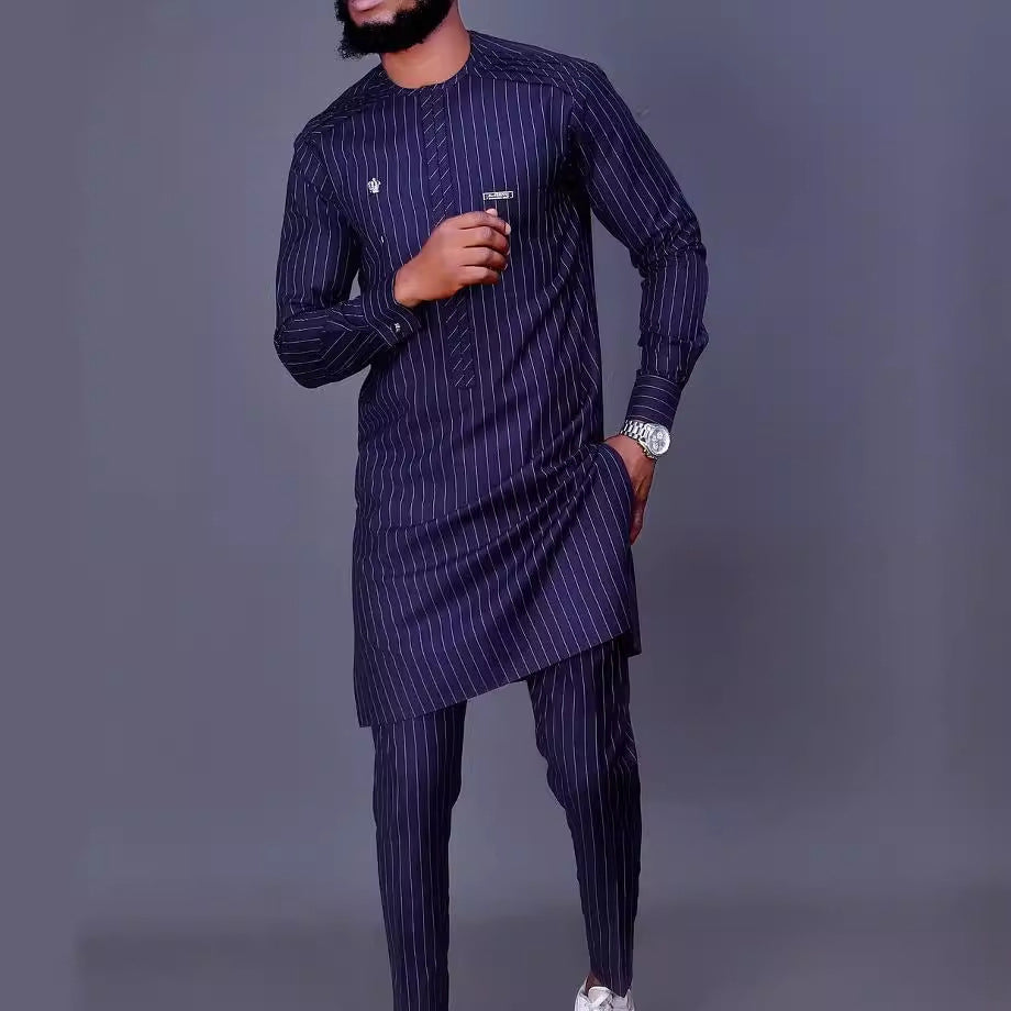 African Men's Ethnic Striped Suit