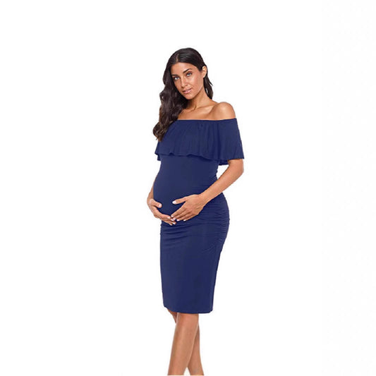 Elegant One-Shoulder Maternity Dress