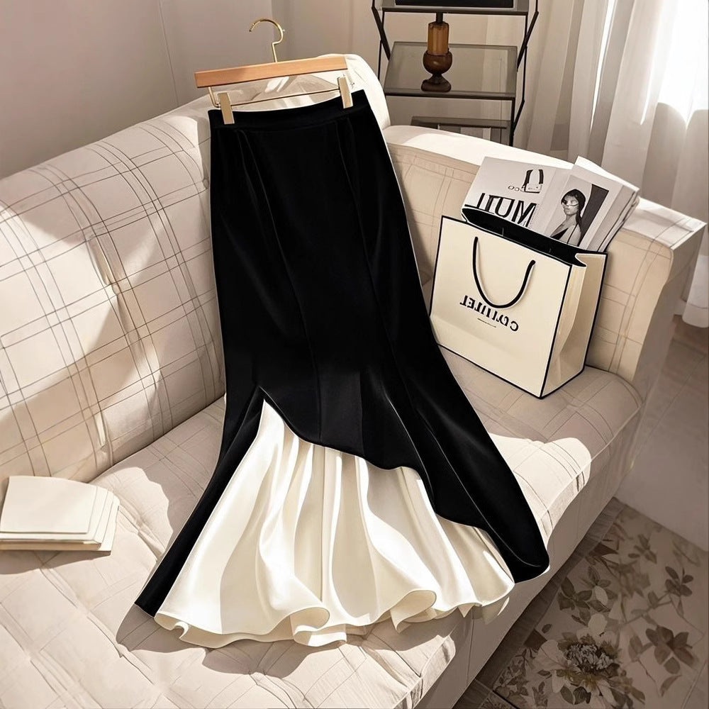 High-Waisted Velvet Skirt