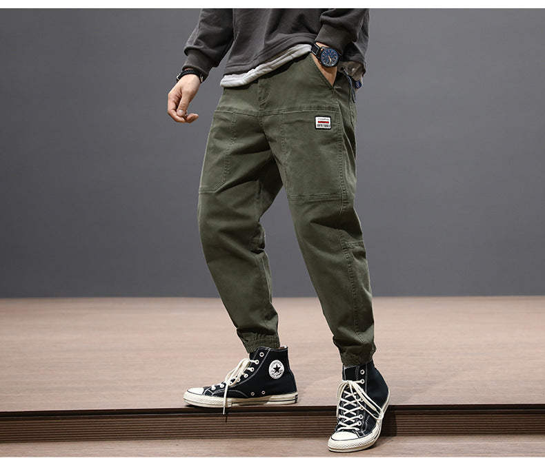 Men's Autumn Loose Fit Stretch Harem Pants Army Green Cargo