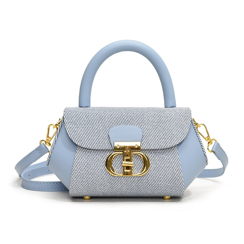 Korean Contrast-Stitch Shoulder Bag