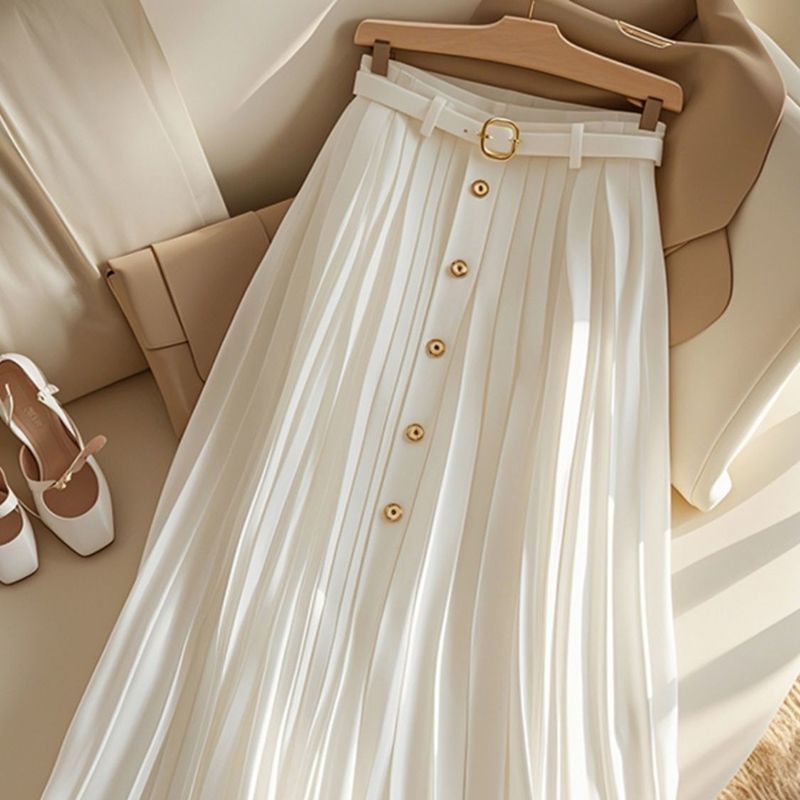 Chiffon Pleated Midi Skirt