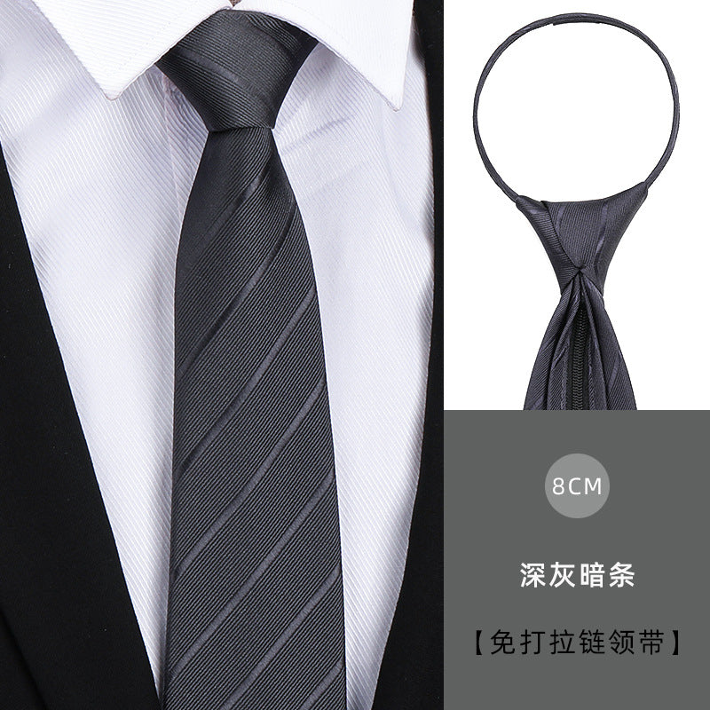 Tie men's formal wear business black glossy narrow zipper professional wedding groom korean zipper hand tie