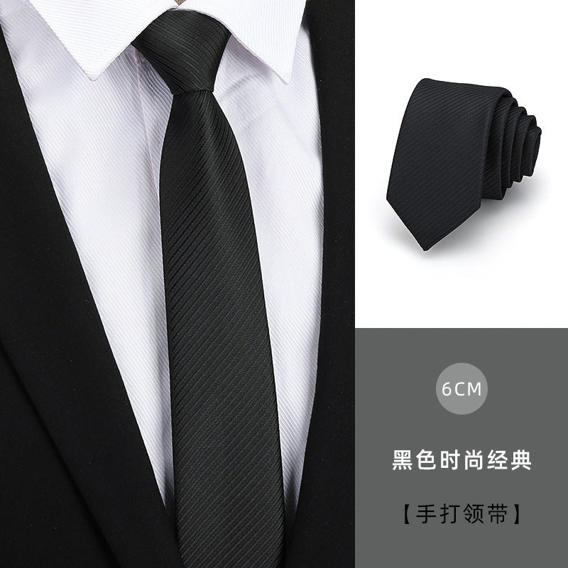 Tie men's formal wear business black glossy narrow zipper professional wedding groom korean zipper hand tie
