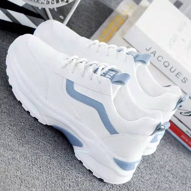 White Leather Girls Sneakers: Breathable Mesh, Platform Soles - Perfect for Spring and Summer (On Hand)