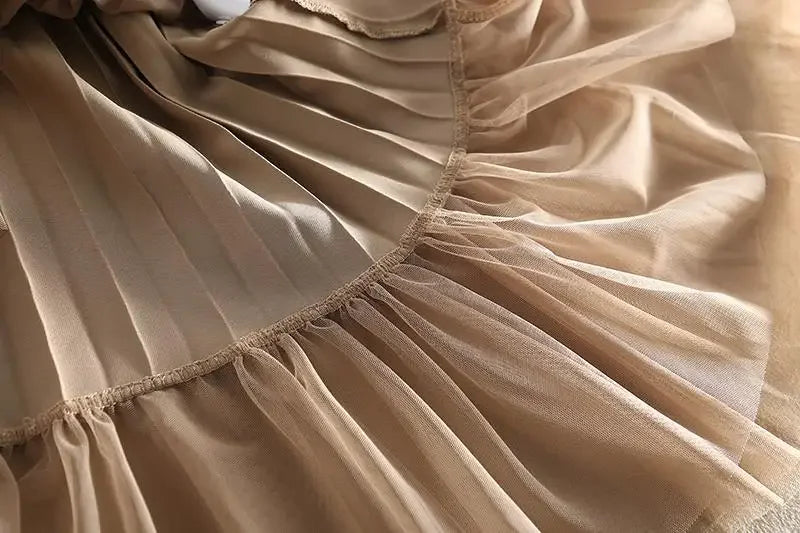 Elegant Mesh-Panel Skirt