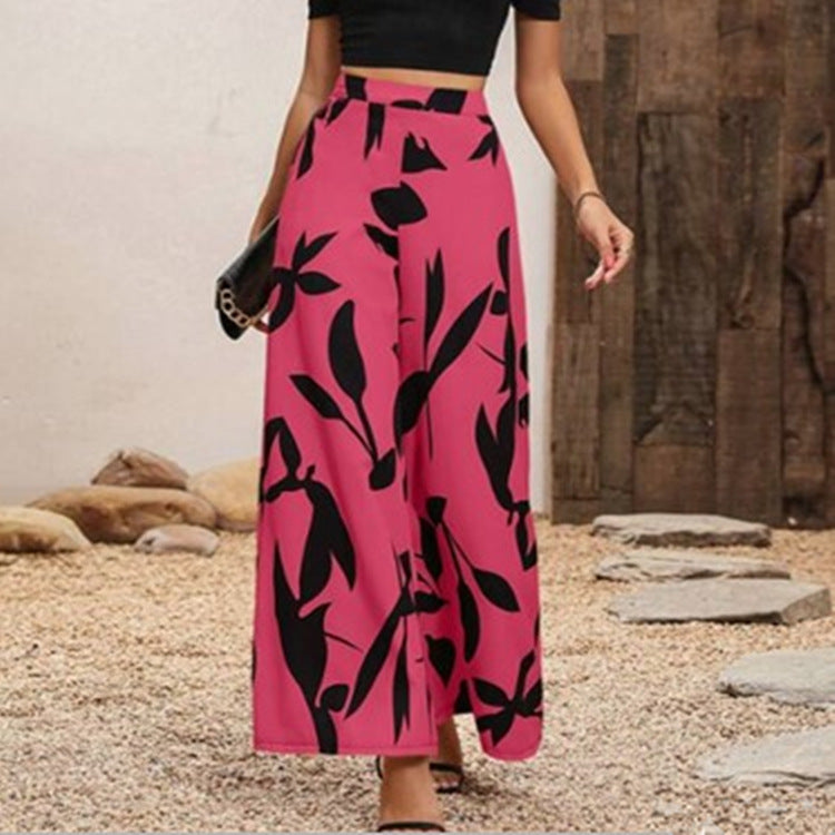 Summer Temperament Elasticated Waist Wide-leg High-waisted Thin Trousers