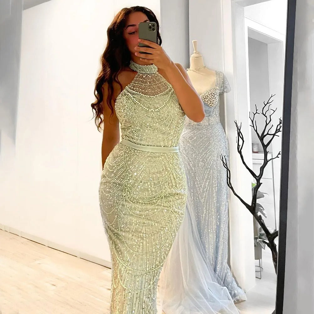 Elegant Dubai Pearl Light Luxury Gown