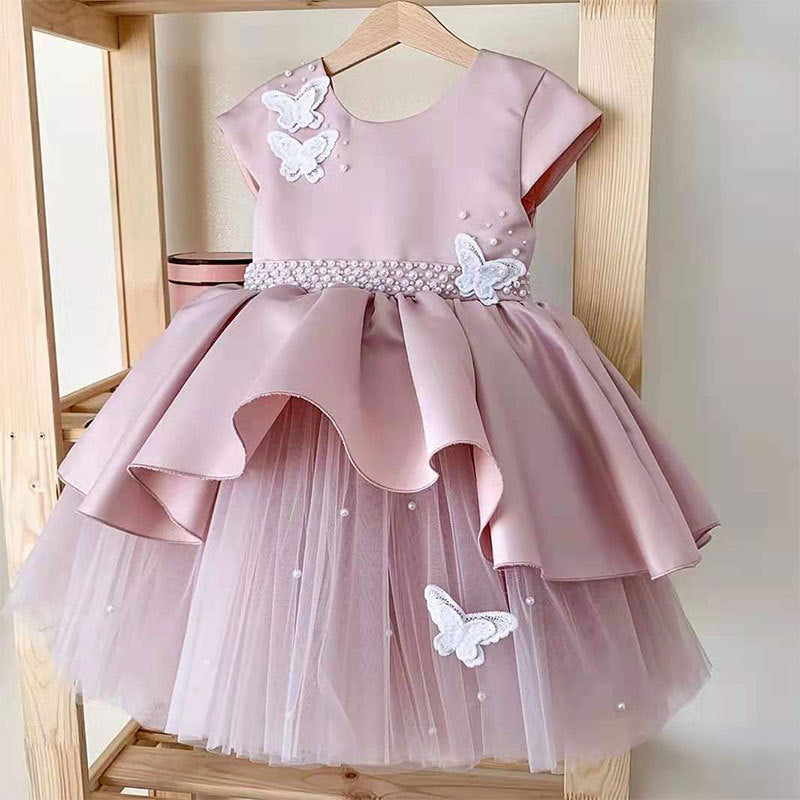 Beaded Bow Butterfly Princess Dress