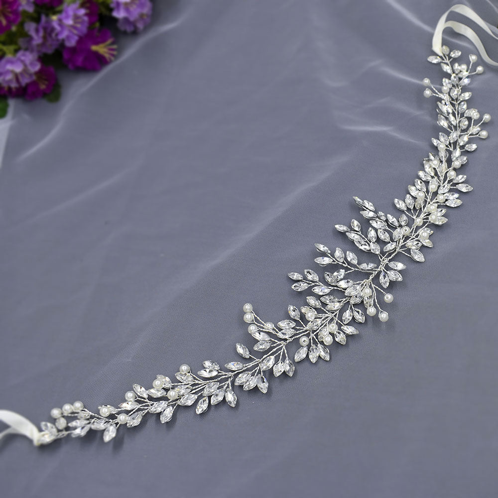 Bridal handmade pearl rhinestone Wedding headband