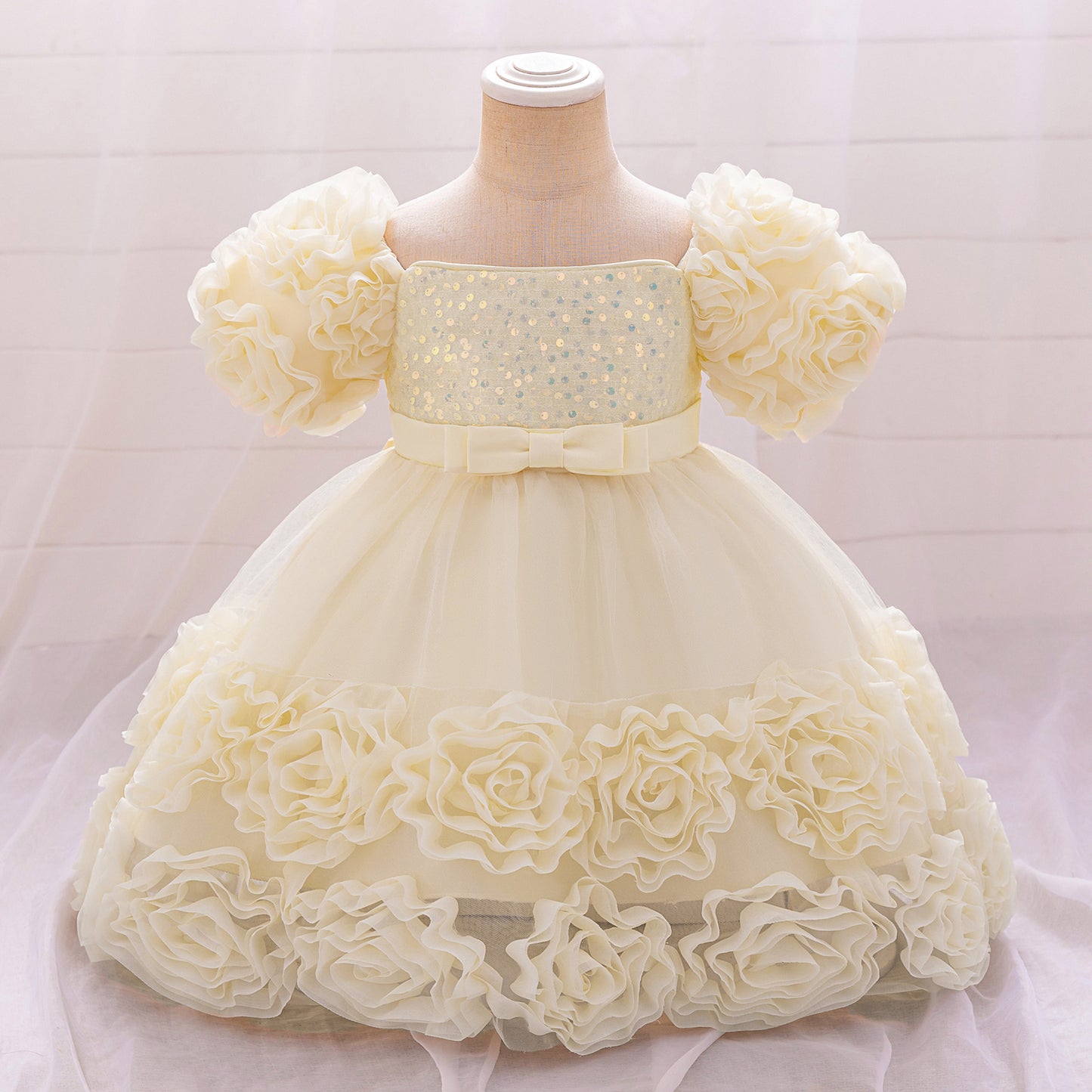 Rosette Ruffle Sequin Princess Dress