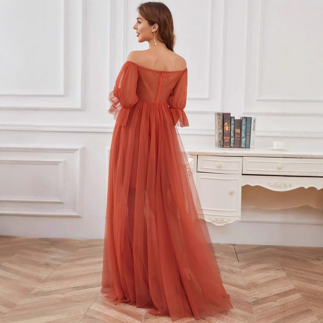 Ethereal Glow One-Shoulder Maternity Gown