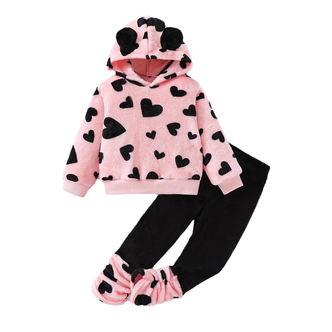 Girls' Pink Fleece Hoodie & Jogger Set