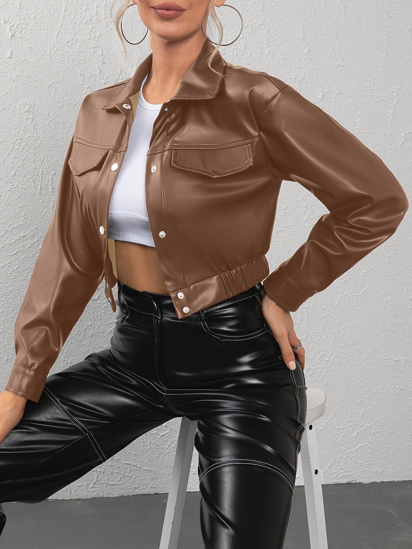 Versatile girl leather short jacket