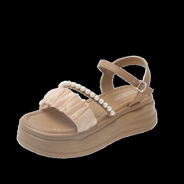 Pearl-Accent Thick-Soled Sandals