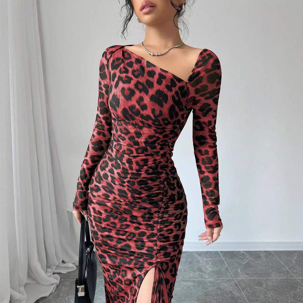 Sexy Leopard Print High-Waist Dress