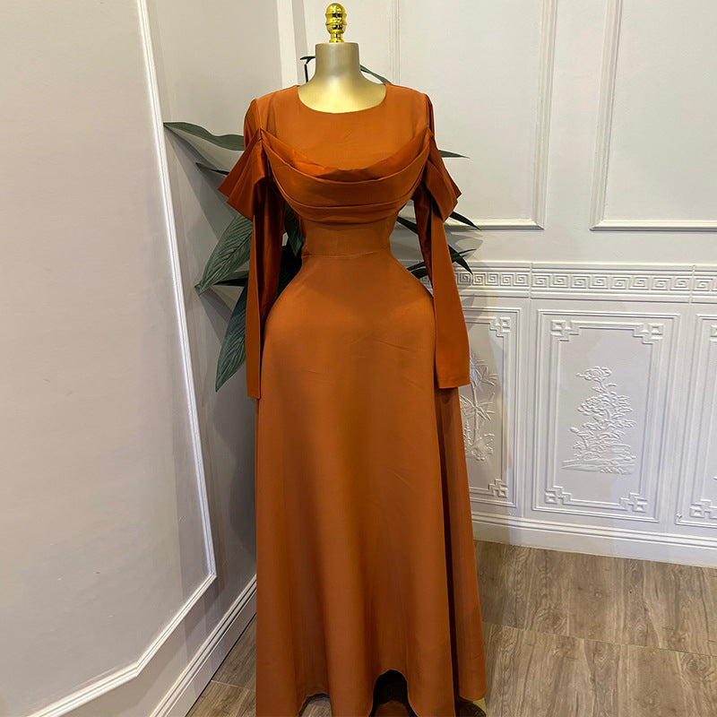 Elegant High-Waist Dress with Streamer Details