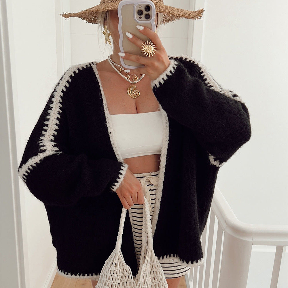 Cozy Knitted Tweed-Style Cardigan