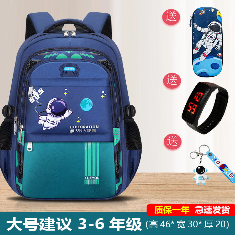 Space-Themed School Backpack for Grades 1-9 Large Capacity & Lightweight