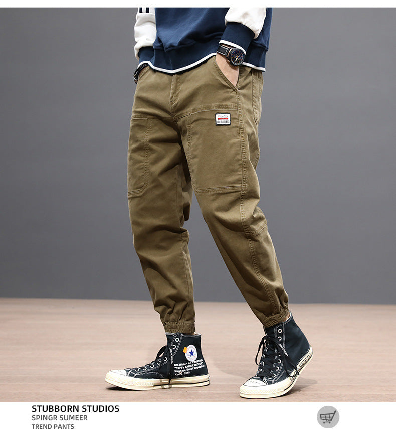 Men's Autumn Loose Fit Stretch Harem Pants Army Green Cargo
