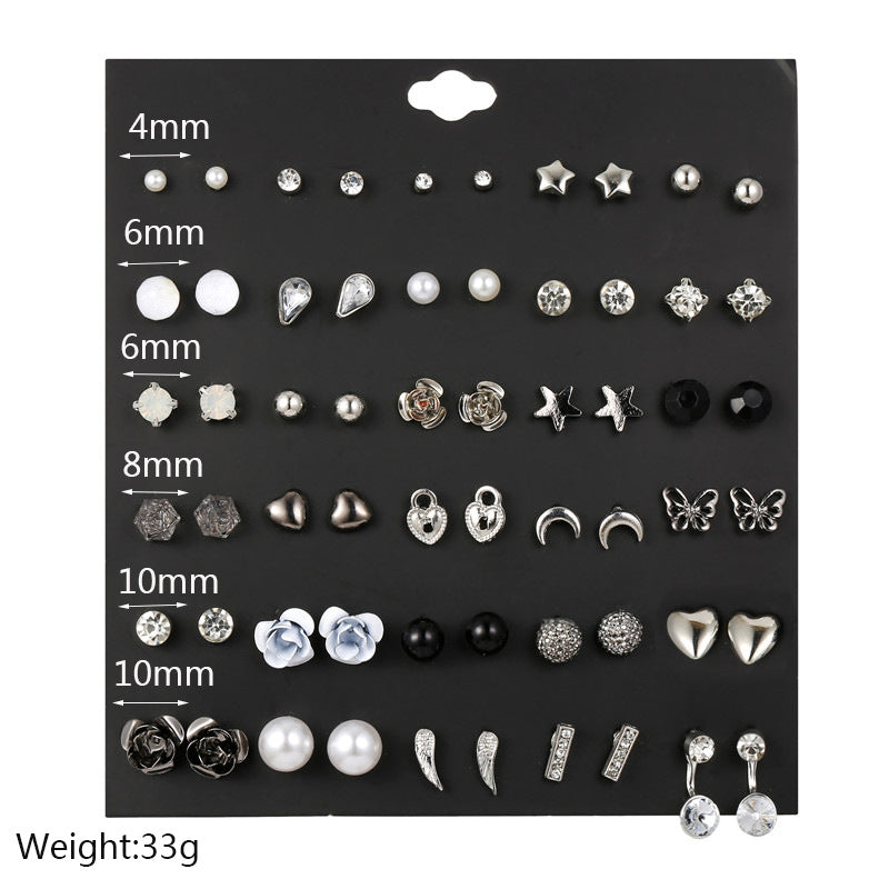 Pearl Stud Earrings Set – 30 Pairs Fashion Earrings for Women