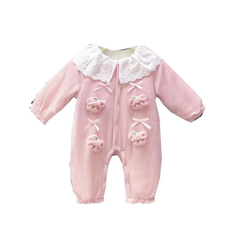 Pink Bear Thick Cotton Jumpsuit