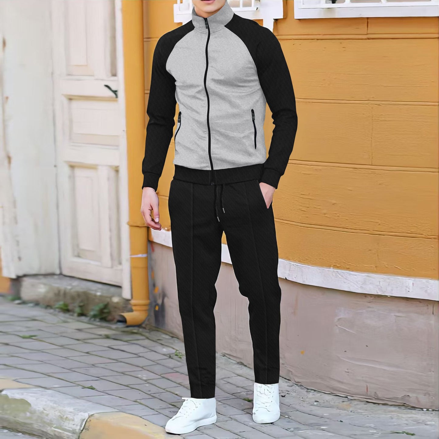 Men's Contrast Raglan Sleeve Tracksuit