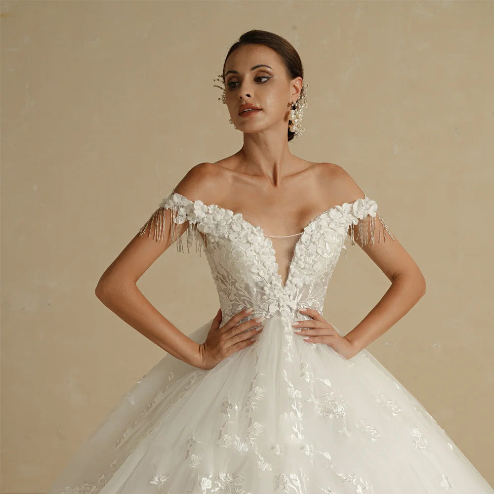 Bride's One Shoulder Slim Main Wedding Dress