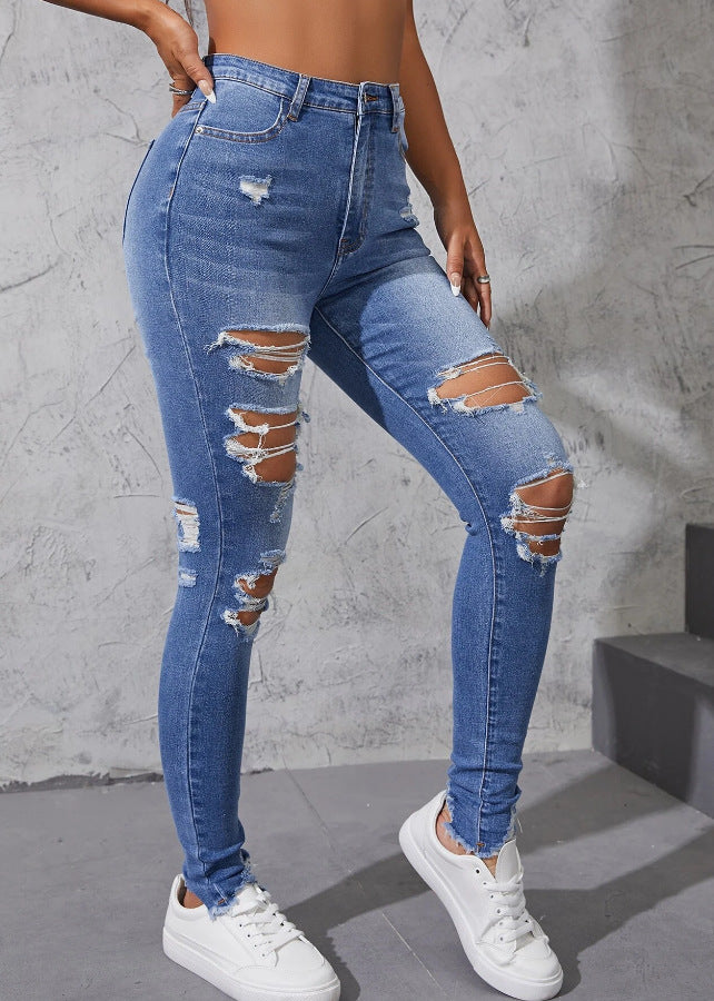 Ripped skinny, casual fashion, skinny trousers