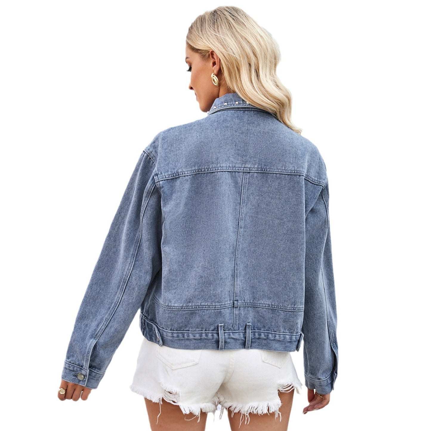 Women's Punk Studded Loose Denim Jacket