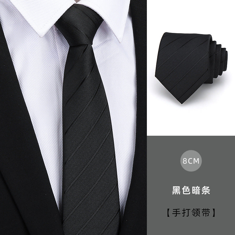 Tie men's formal wear business black glossy narrow zipper professional wedding groom korean zipper hand tie