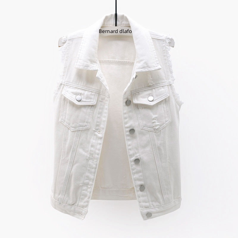 Multi-Color Ripped Denim Vest