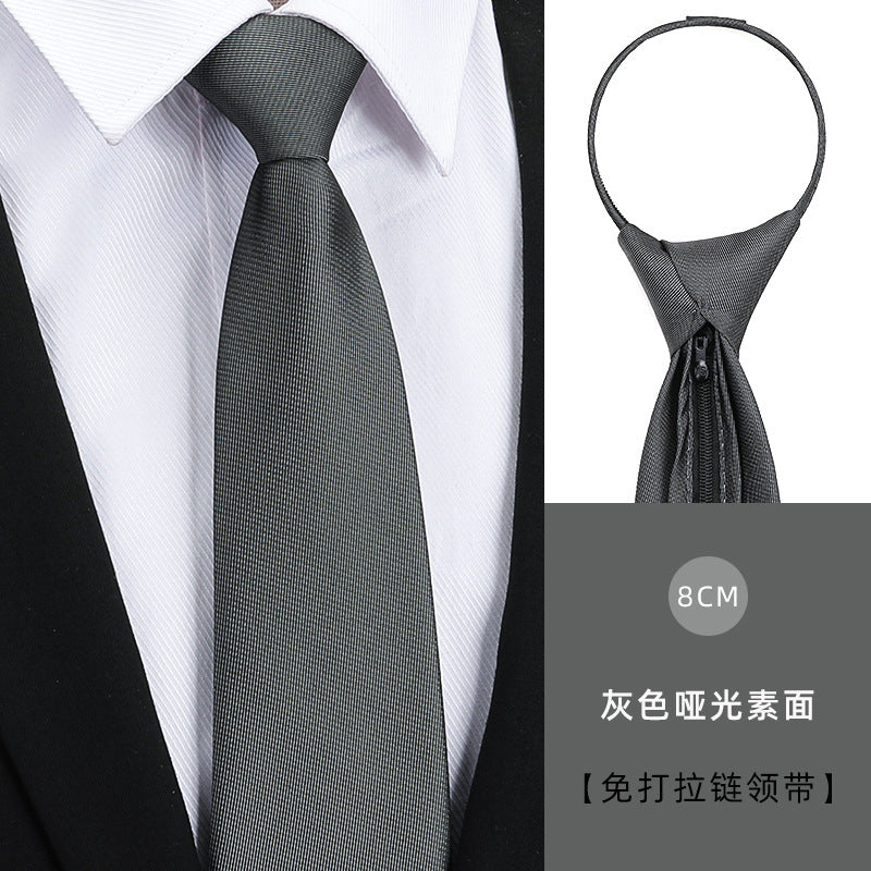 Tie men's formal wear business black glossy narrow zipper professional wedding groom korean zipper hand tie