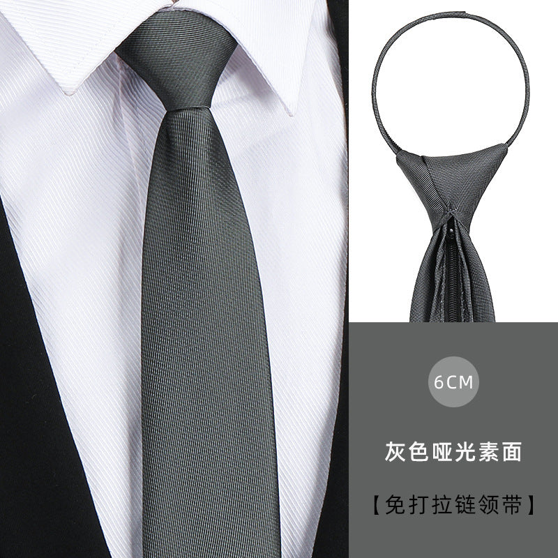Tie men's formal wear business black glossy narrow zipper professional wedding groom korean zipper hand tie